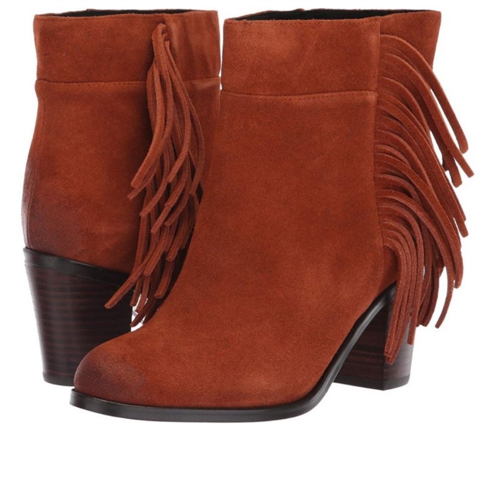 Kenneth Cole New York Alana Women’s Ankle Booties Fringe Suede Leather